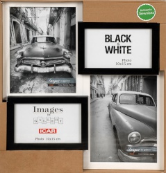 Galerie 44 - rámeček dřevěný na 4 fotografie - černo bílá