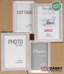 Galerie 42 - rámeček dřevěný na 4 fotografie - bílo-šedá