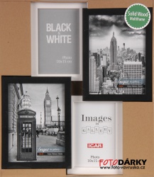 Galerie 42 - rámeček dřevěný na 4 fotografie - bílo-černá