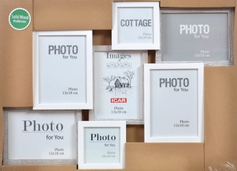 Galerie 71 - rámeček dřevěný na 7 fotografií - bílo šedá